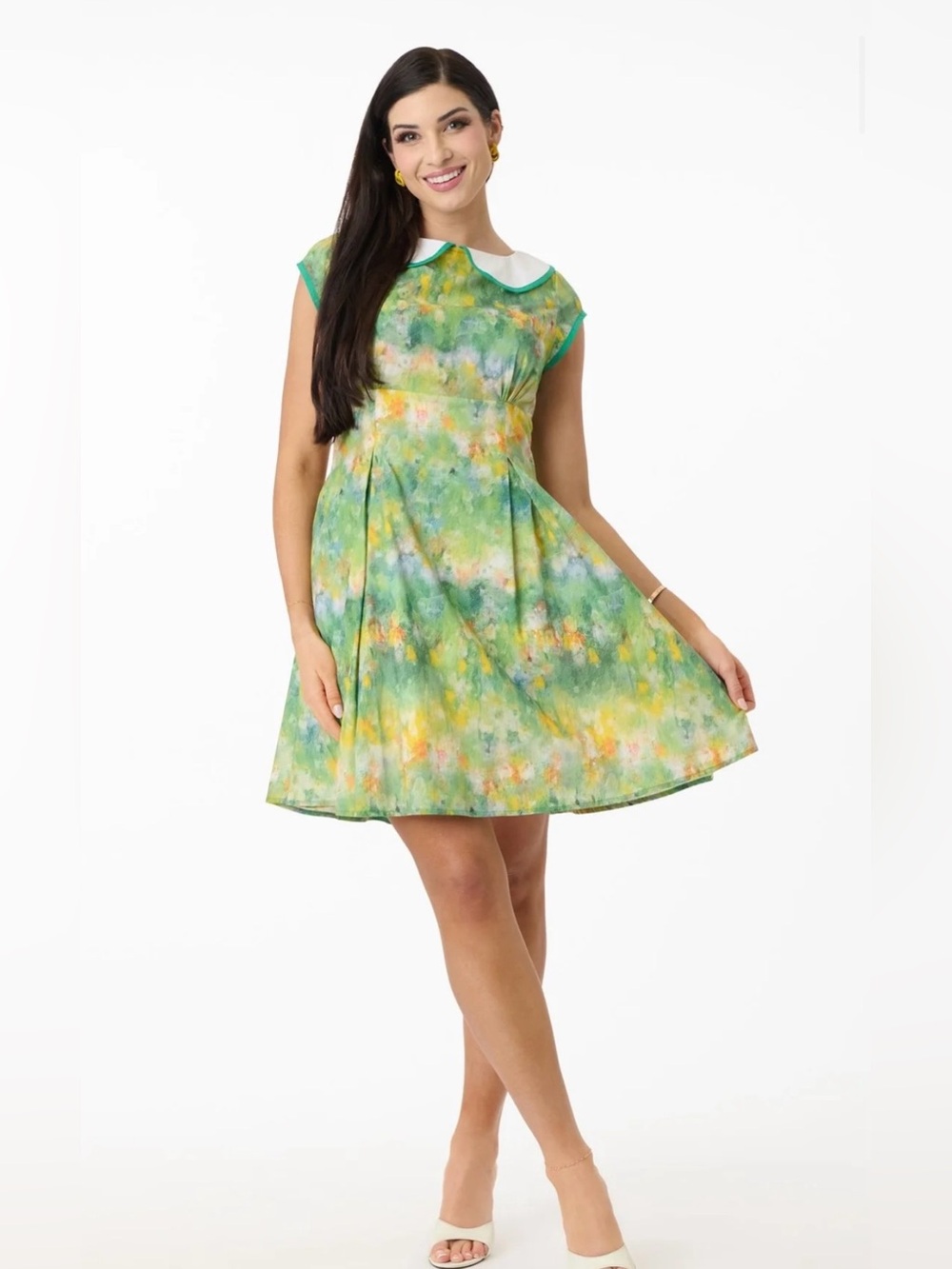 NWT Smak Parlour XL 14 Floral Peter Pan Collar Pocket Mini Dress